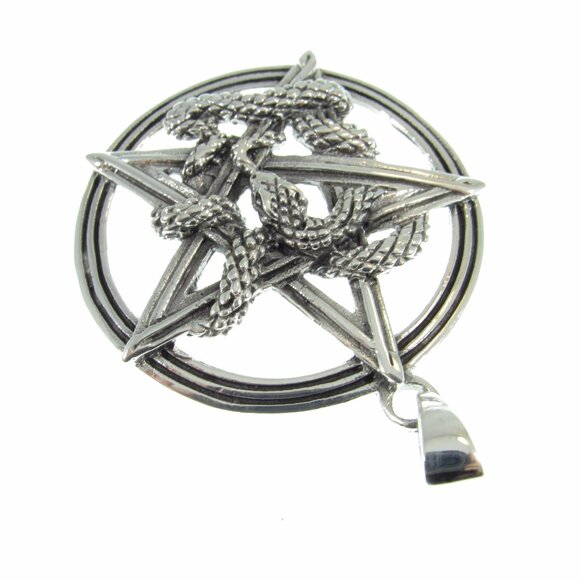 Solid 925 Sterling Silver Ouroboros Snake Pentacle Pendant, Serpent Pentagram - Picture 7 of 8